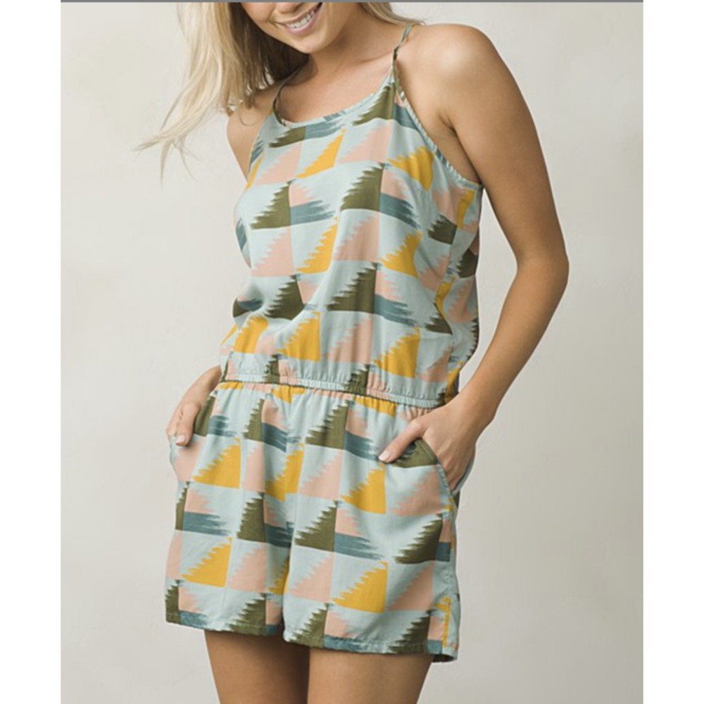 NWT PrAna Franny Romper Seaside Grey Jumpsuit S Blue